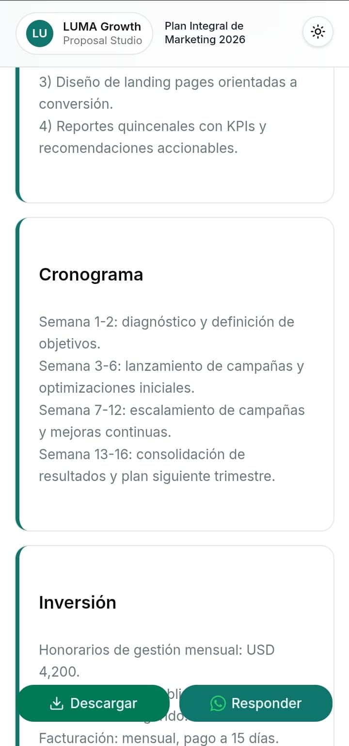 Vista previa de la propuesta en móvil